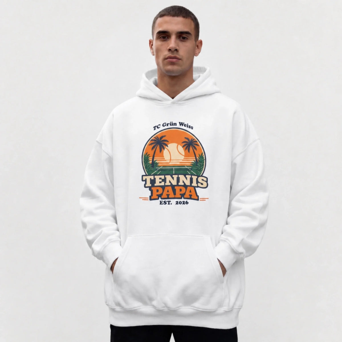 Tennis Papa auf Oversized Hoodie
