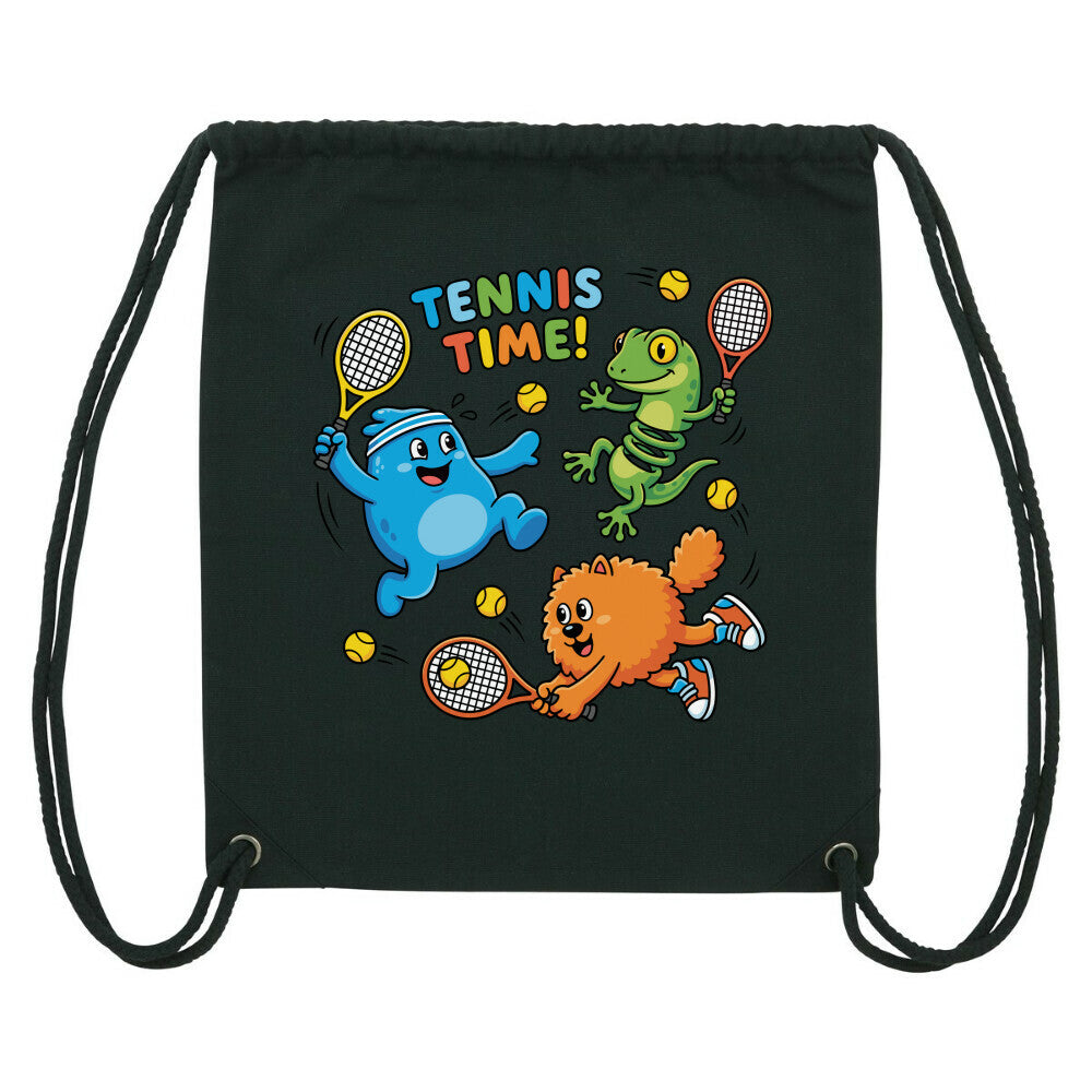 Tennis Time auf Turnbeutel, Farbe schwarz