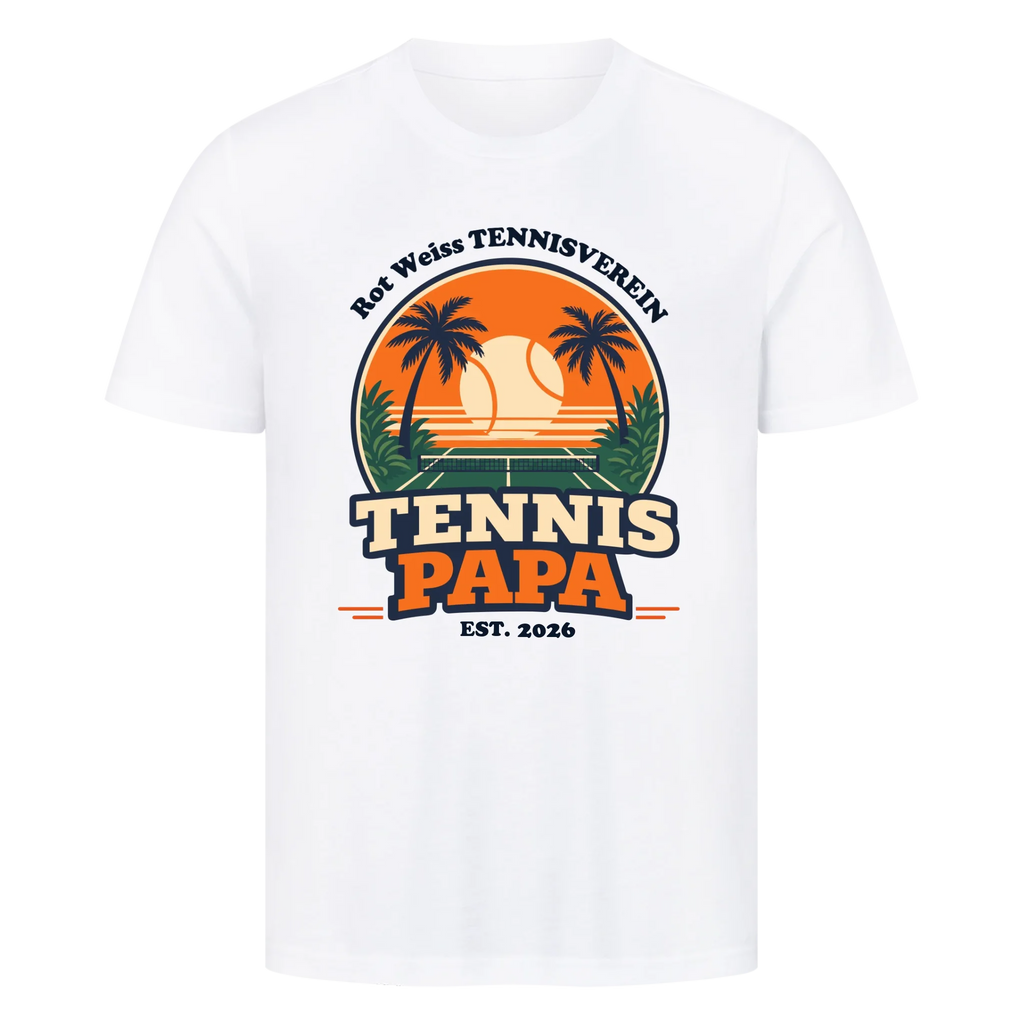 Tennis Papa auf T-Shirt, Farbe weiß