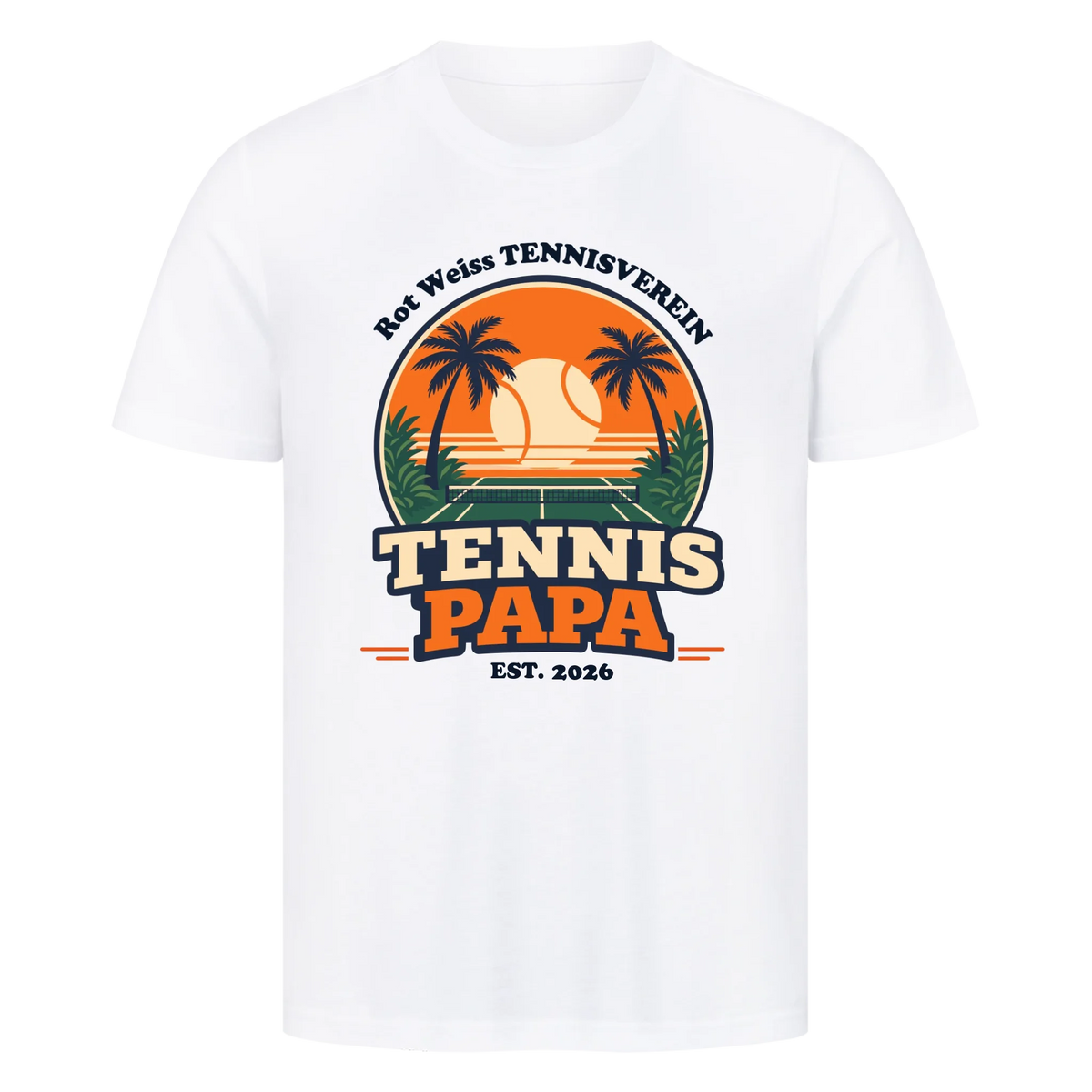 Tennis Papa auf T-Shirt, Farbe weiß