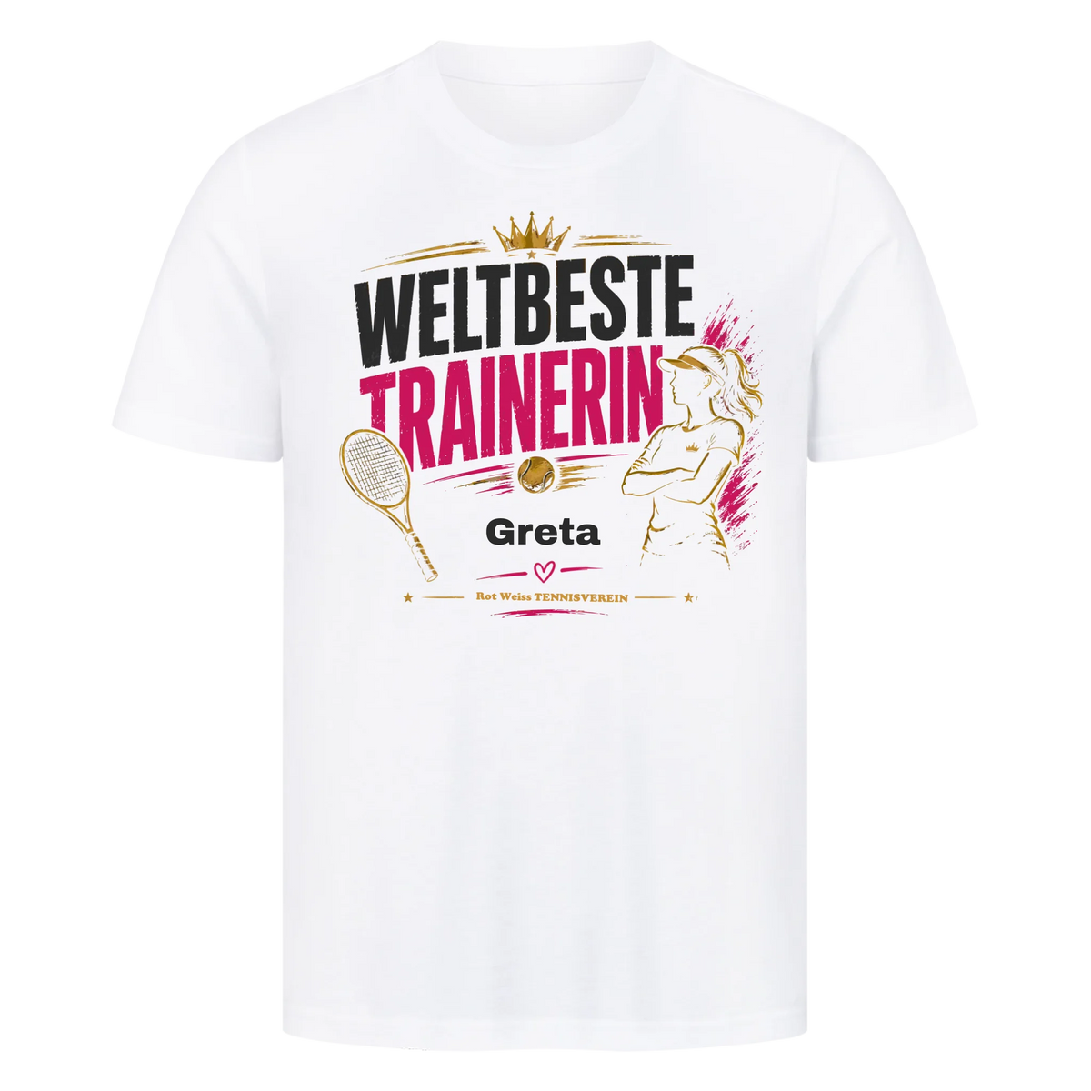 Weltbeste Trainerin Krone auf T-Shirt, Farbe weiß