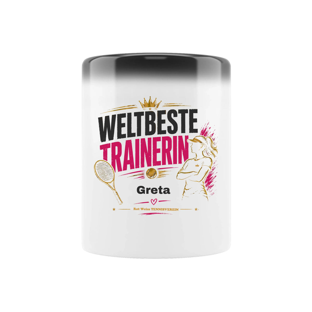 Weltbeste Trainerin Krone auf Zaubertasse, Farbe schwarz