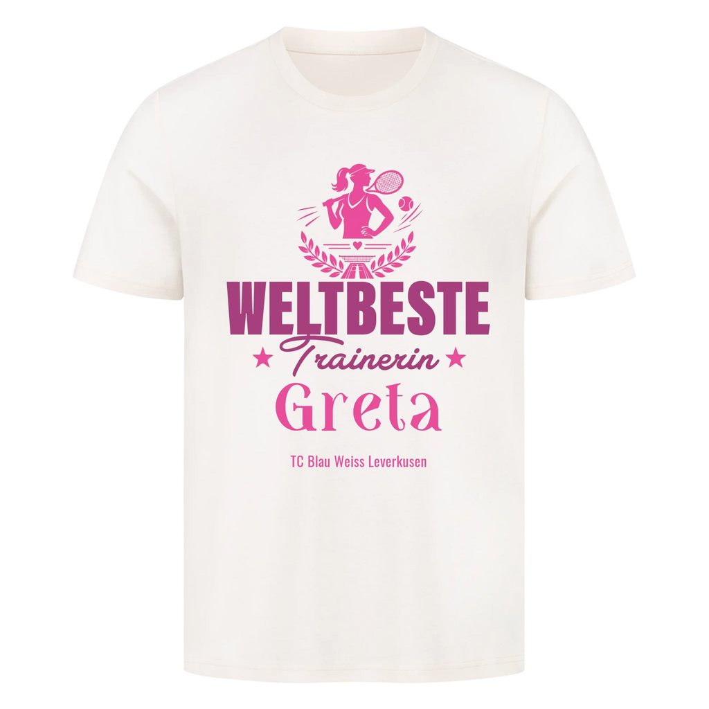 Weltbeste Trainerin Classic auf T-Shirt, Farbe naturweiß