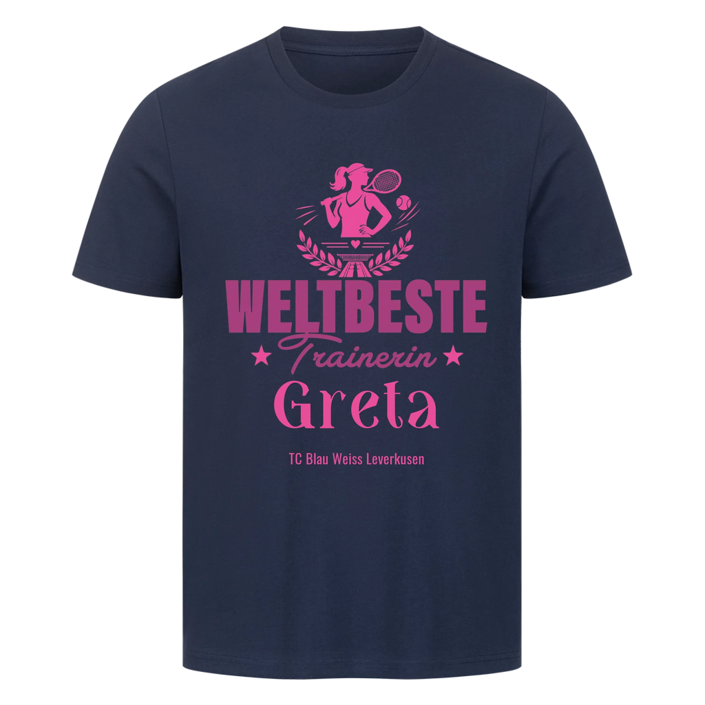 Weltbeste Trainerin Classic auf T-Shirt, Farbe marineblau