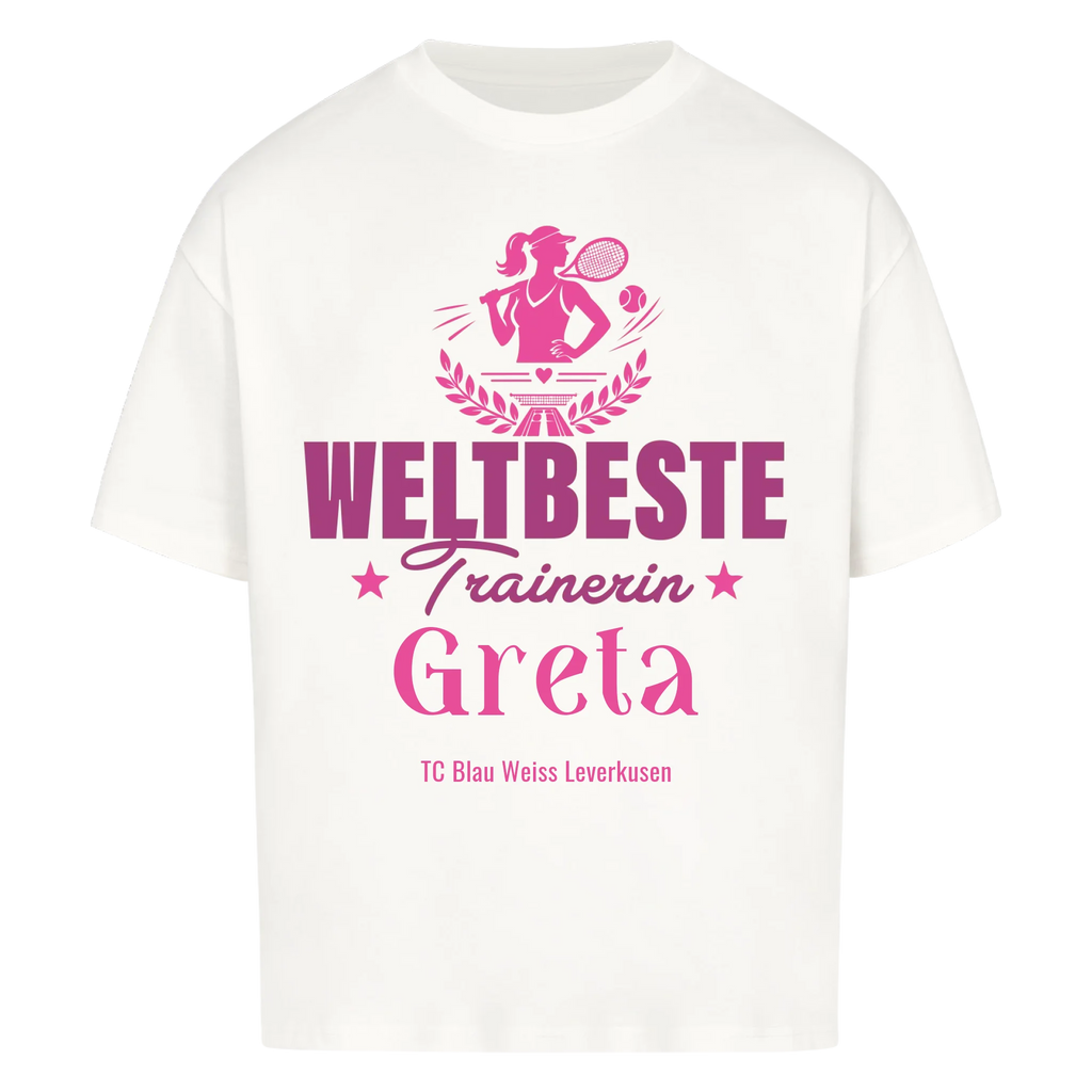 Weltbeste Trainerin Classic auf Oversized Shirt, Farbe weiß