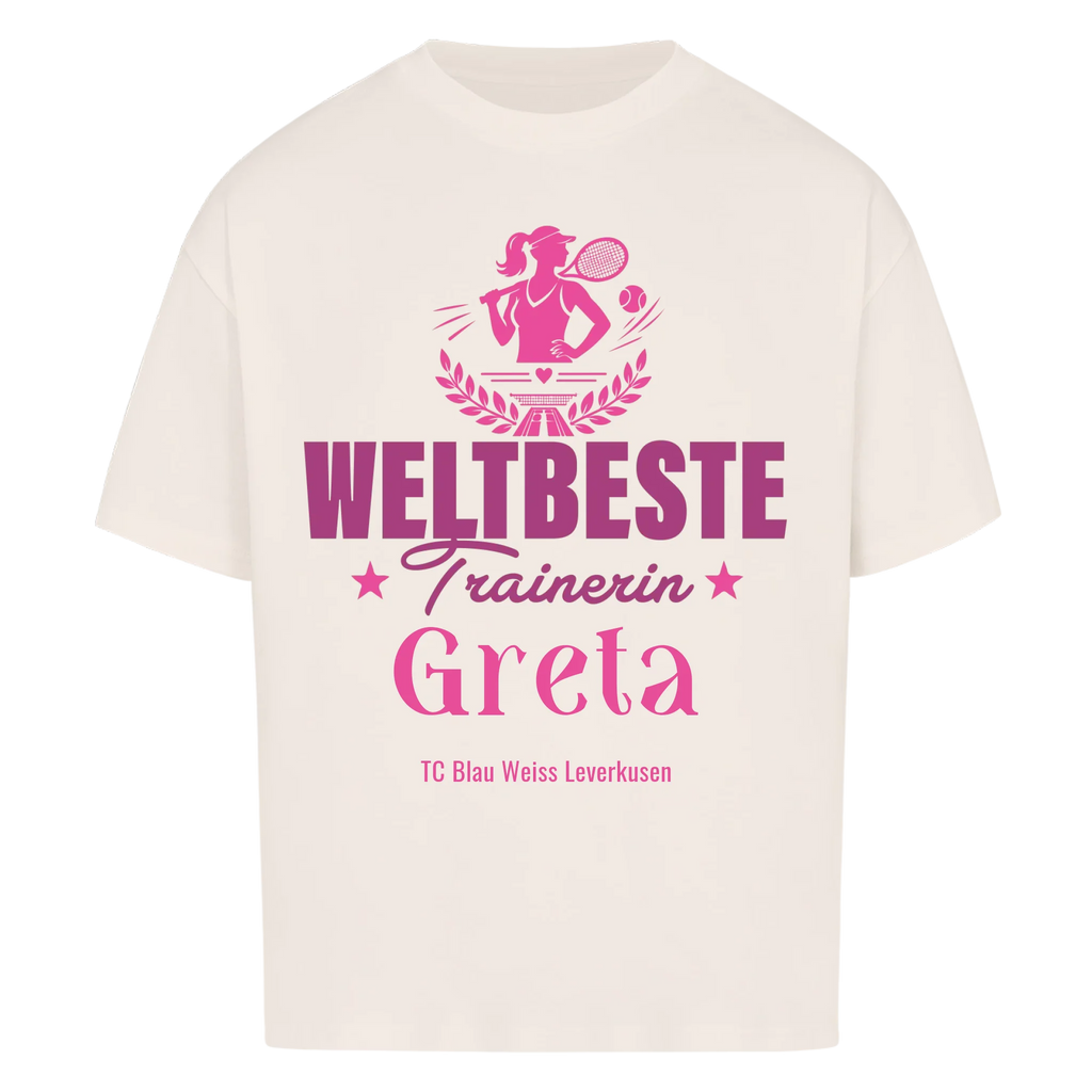 Weltbeste Trainerin Classic auf Oversized Shirt, Farbe naturweiß