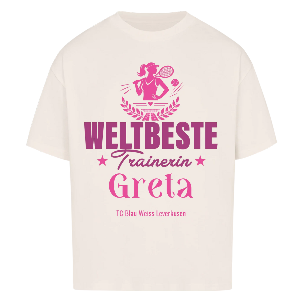 Weltbeste Trainerin Classic auf Oversized Shirt, Farbe naturweiß