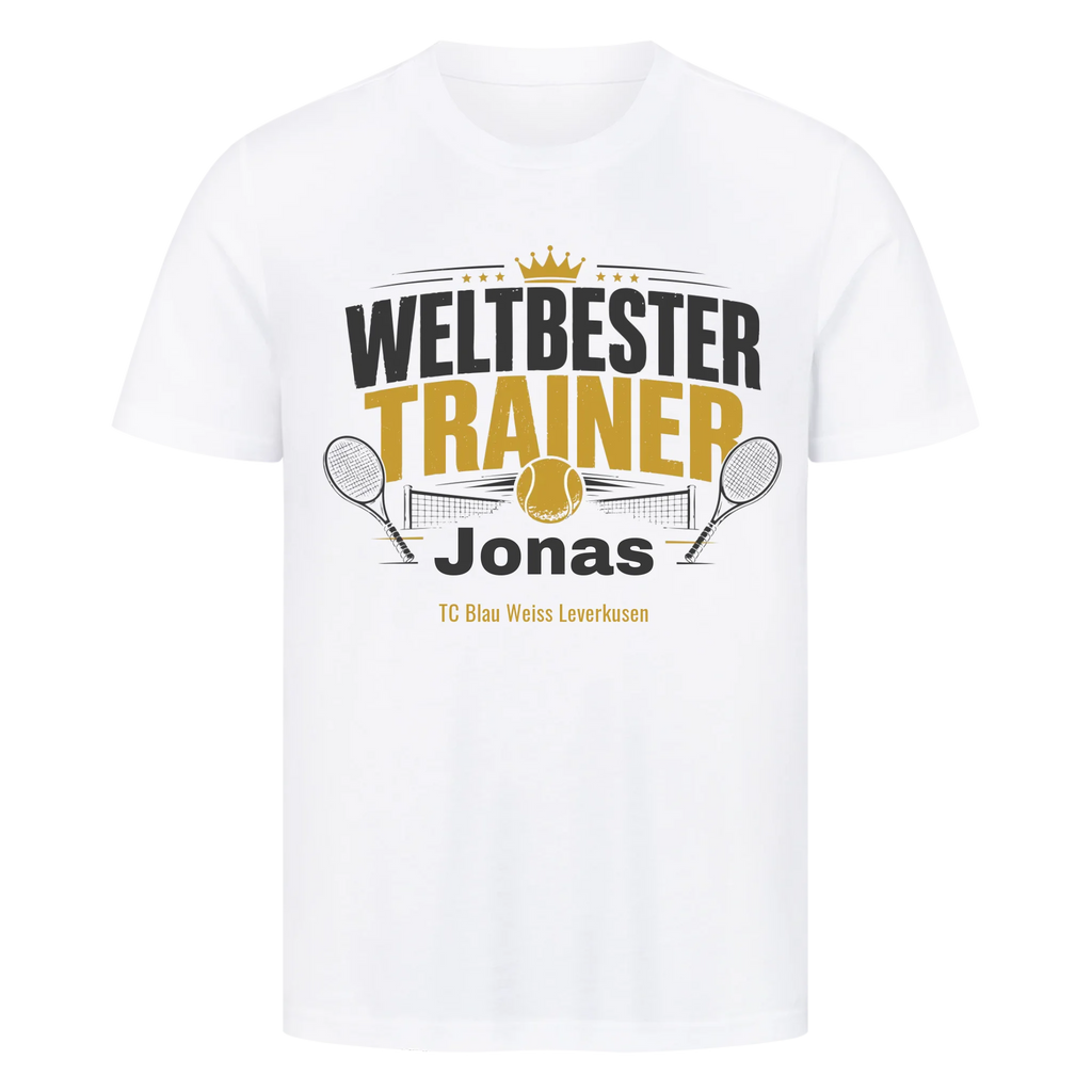 Weltbester Trainer Krone auf T-Shirt, Farbe weiß