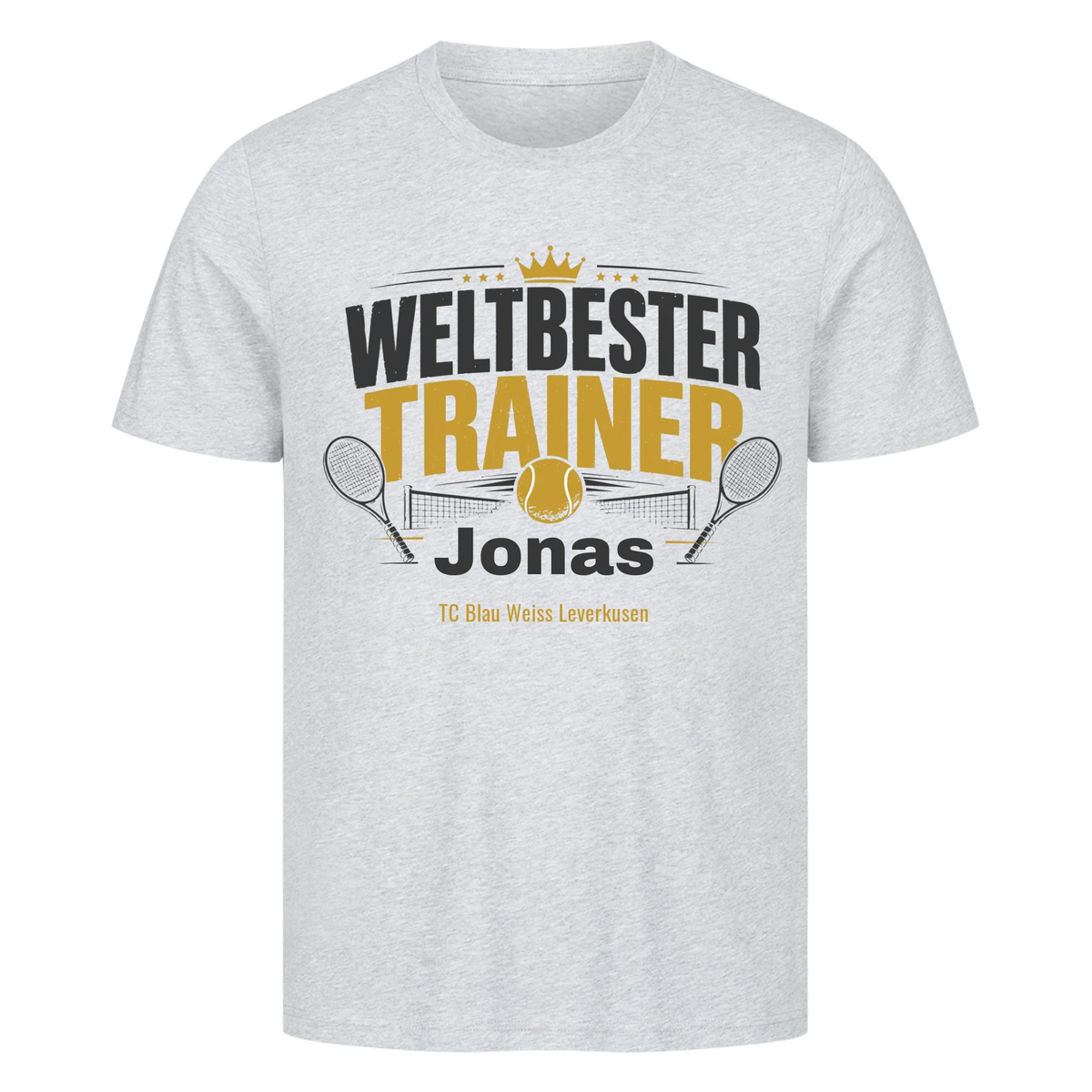 Weltbester Trainer Krone auf T-Shirt, Farbe grau meliert