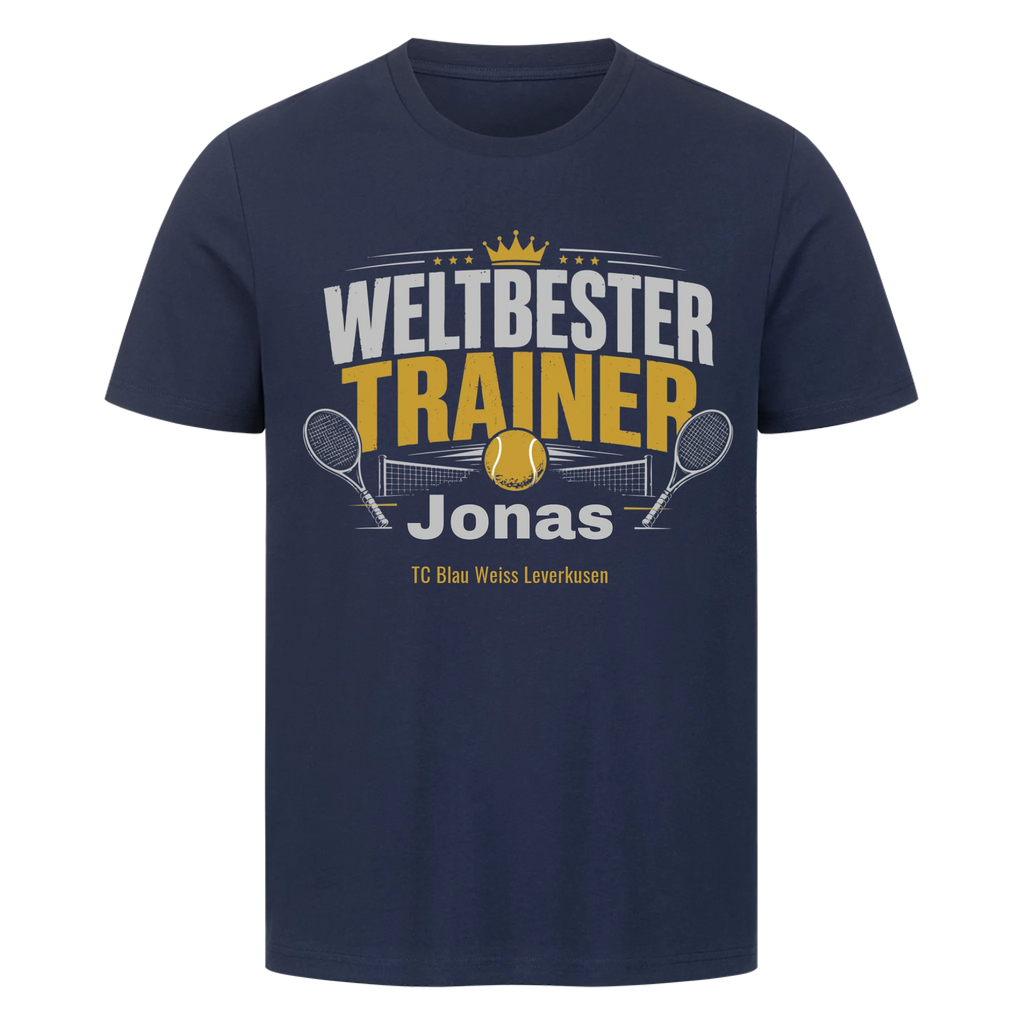 Weltbester Trainer Krone auf T-Shirt, Farbe marineblau