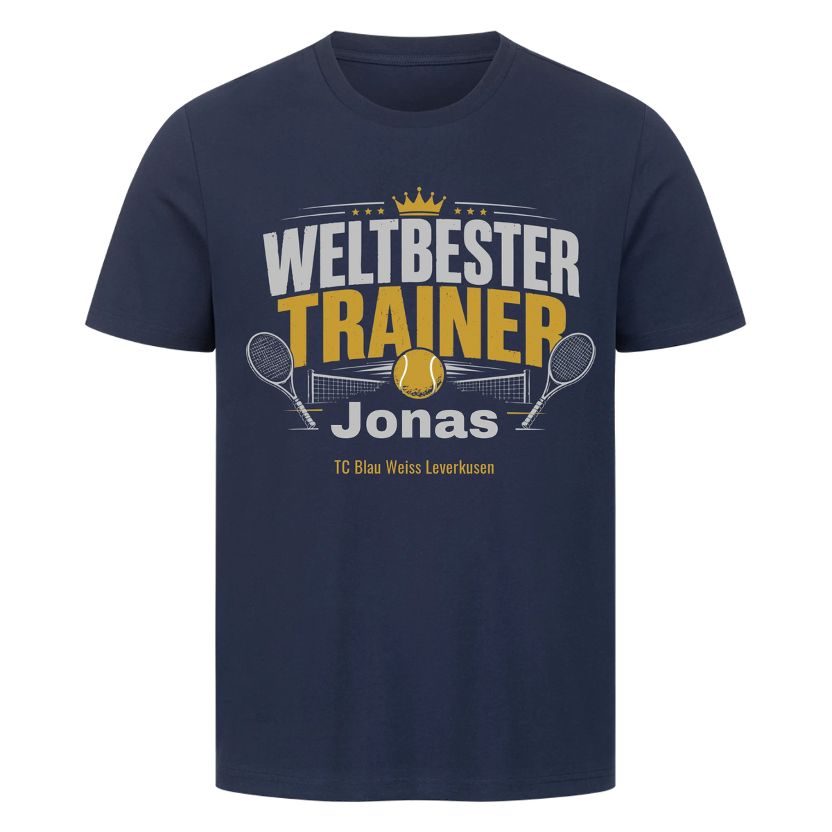 Weltbester Trainer Krone auf T-Shirt, Farbe marineblau