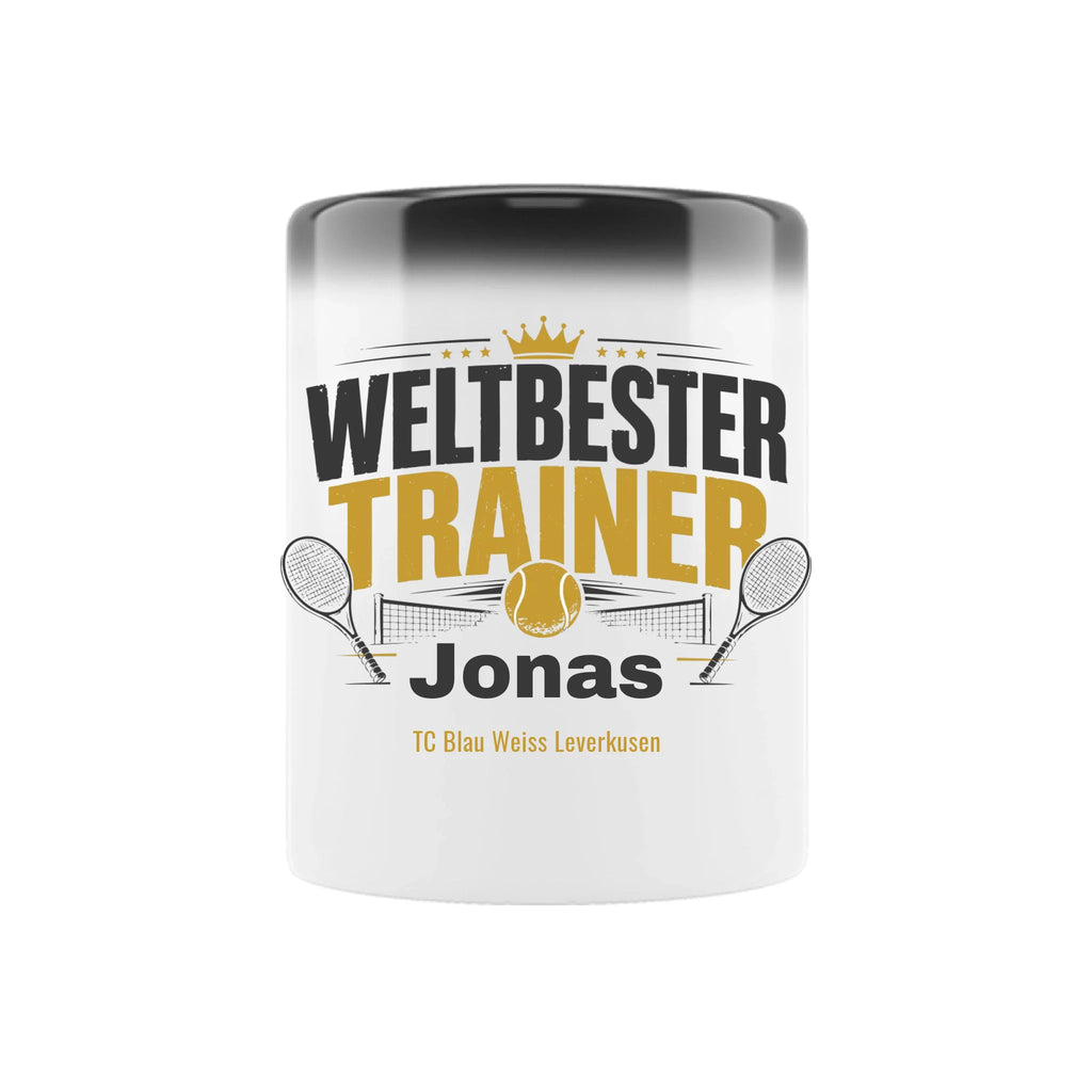 Weltbester Trainer Krone auf Zaubertasse, Farbe schwarz