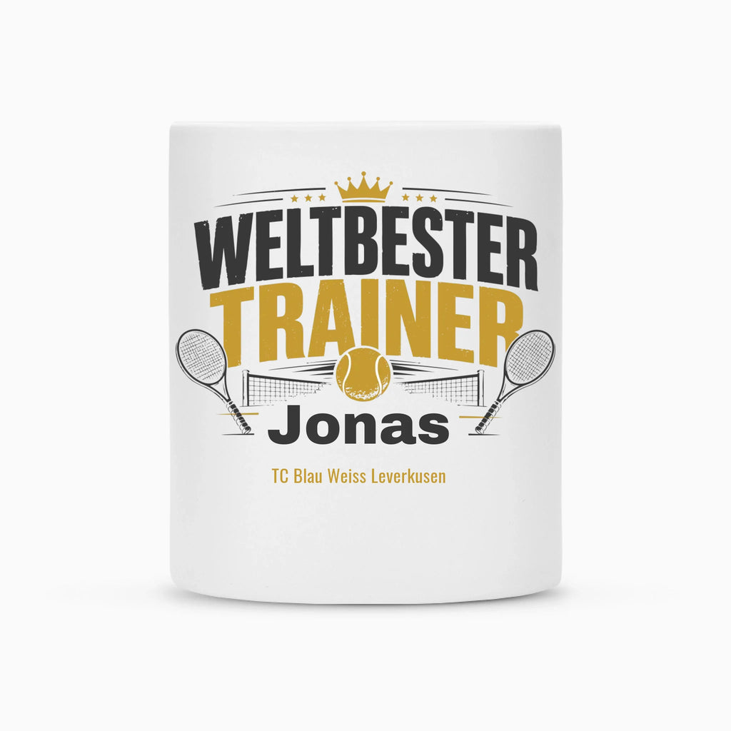 Weltbester Trainer Krone auf Tasse, Farbe weiß