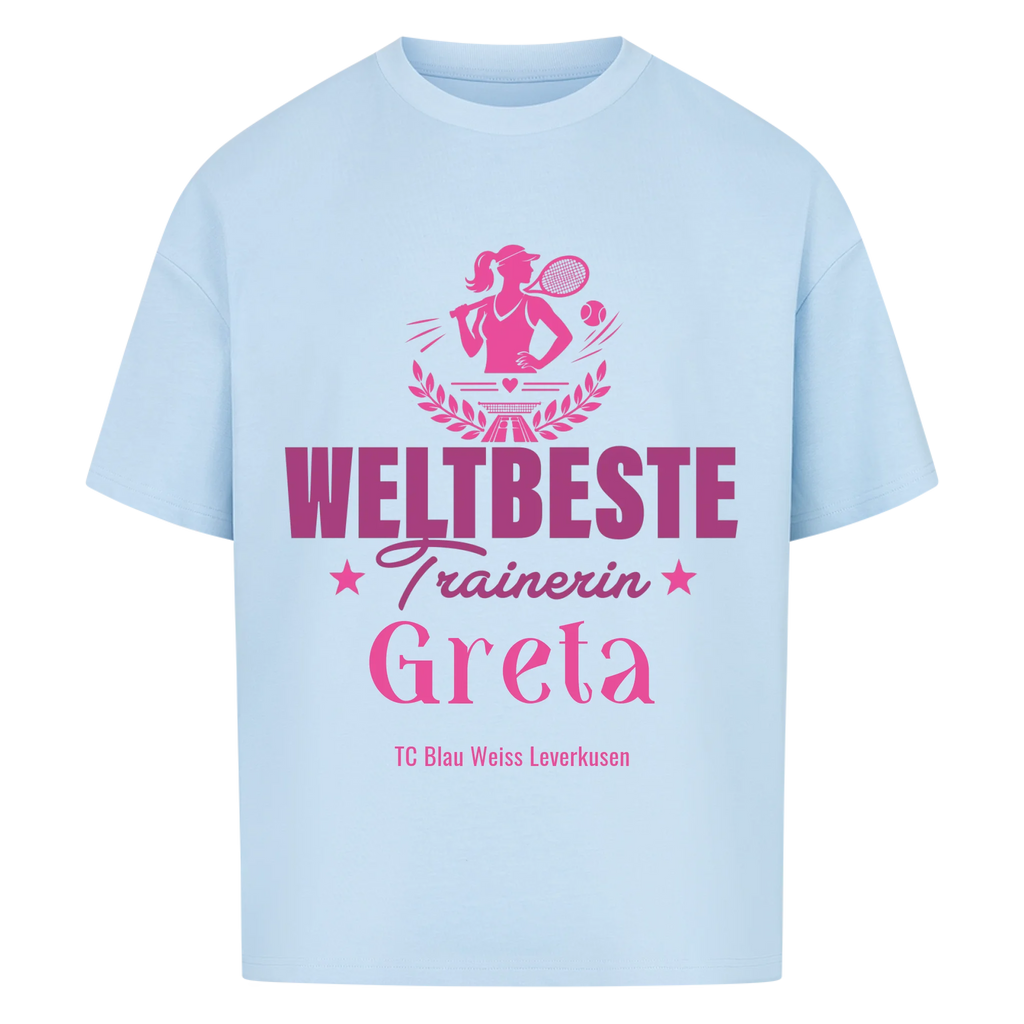Weltbeste Trainerin Classic auf Oversized Shirt, Farbe babyblau