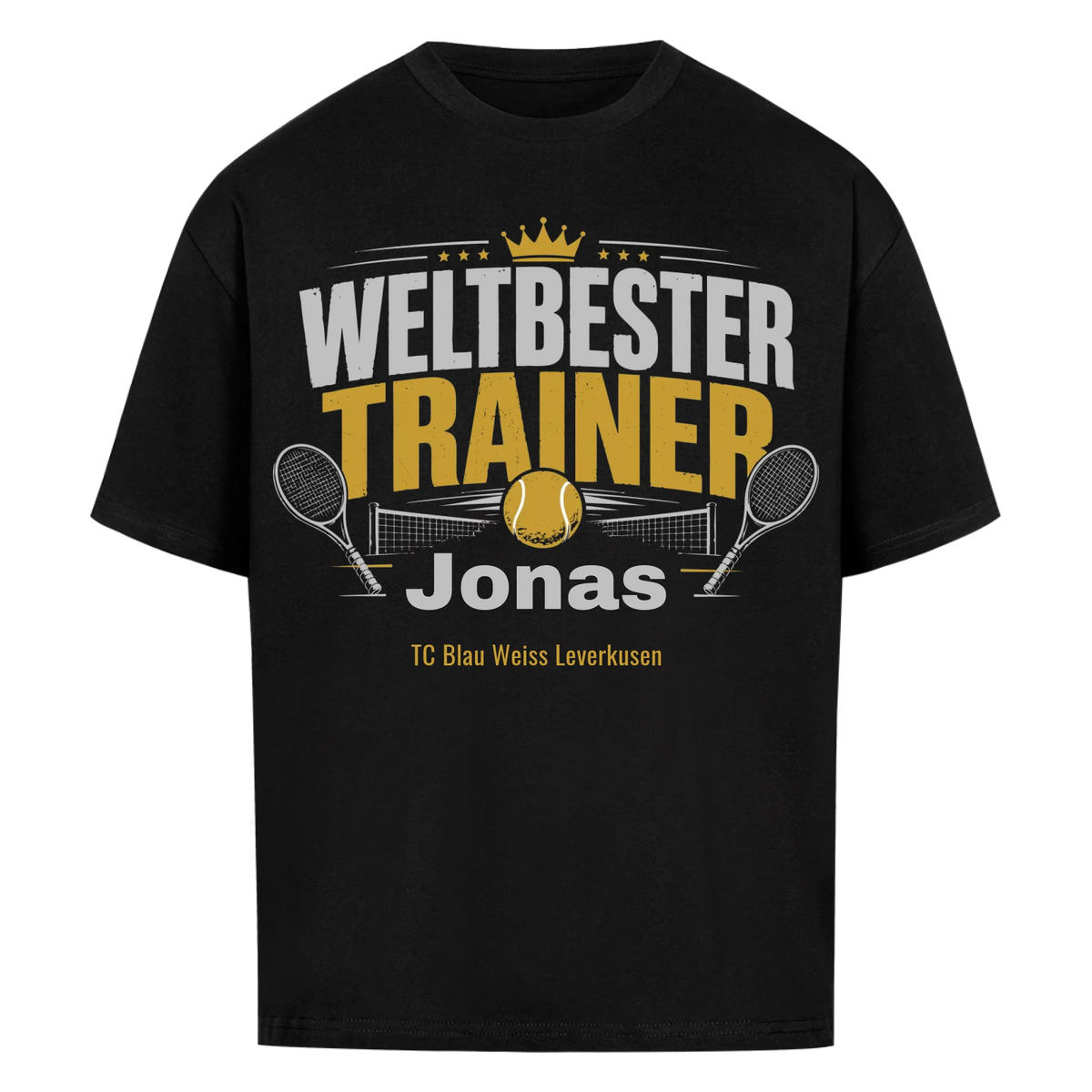 Weltbester Trainer Krone auf Oversized Shirt, Farbe schwarz
