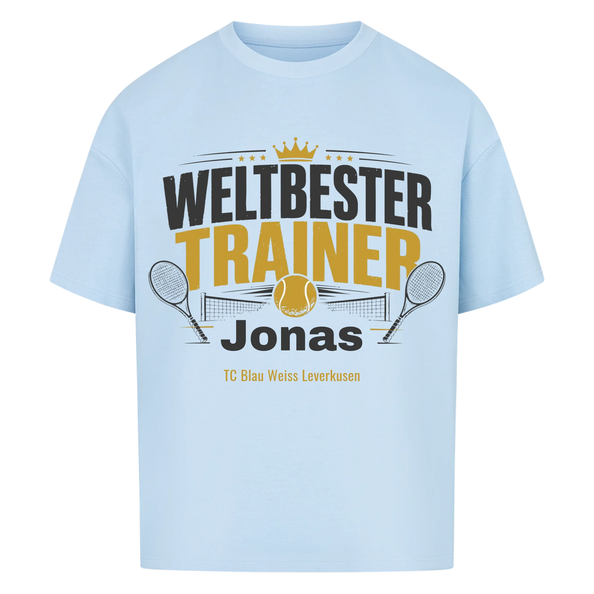 Weltbester Trainer Krone auf Oversized Shirt, Farbe babyblau