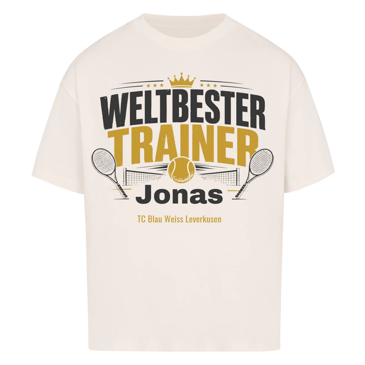 Weltbester Trainer Krone auf Oversized Shirt, Farbe naturweiß