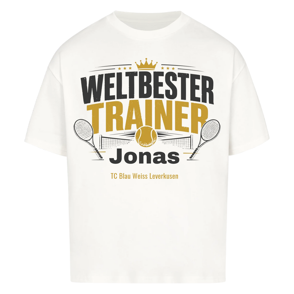 Weltbester Trainer Krone auf Oversized Shirt, Farbe weiß