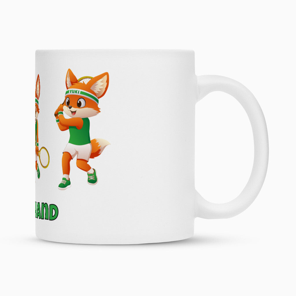 Yuki Rückhand auf Tasse, Farbe weiß
