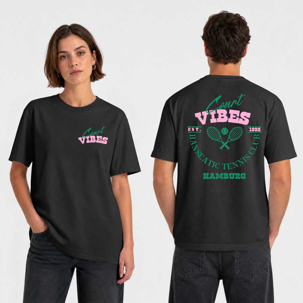 Hanseatic Tennis Club Hamburg auf T-Shirt, Farbe schwarz