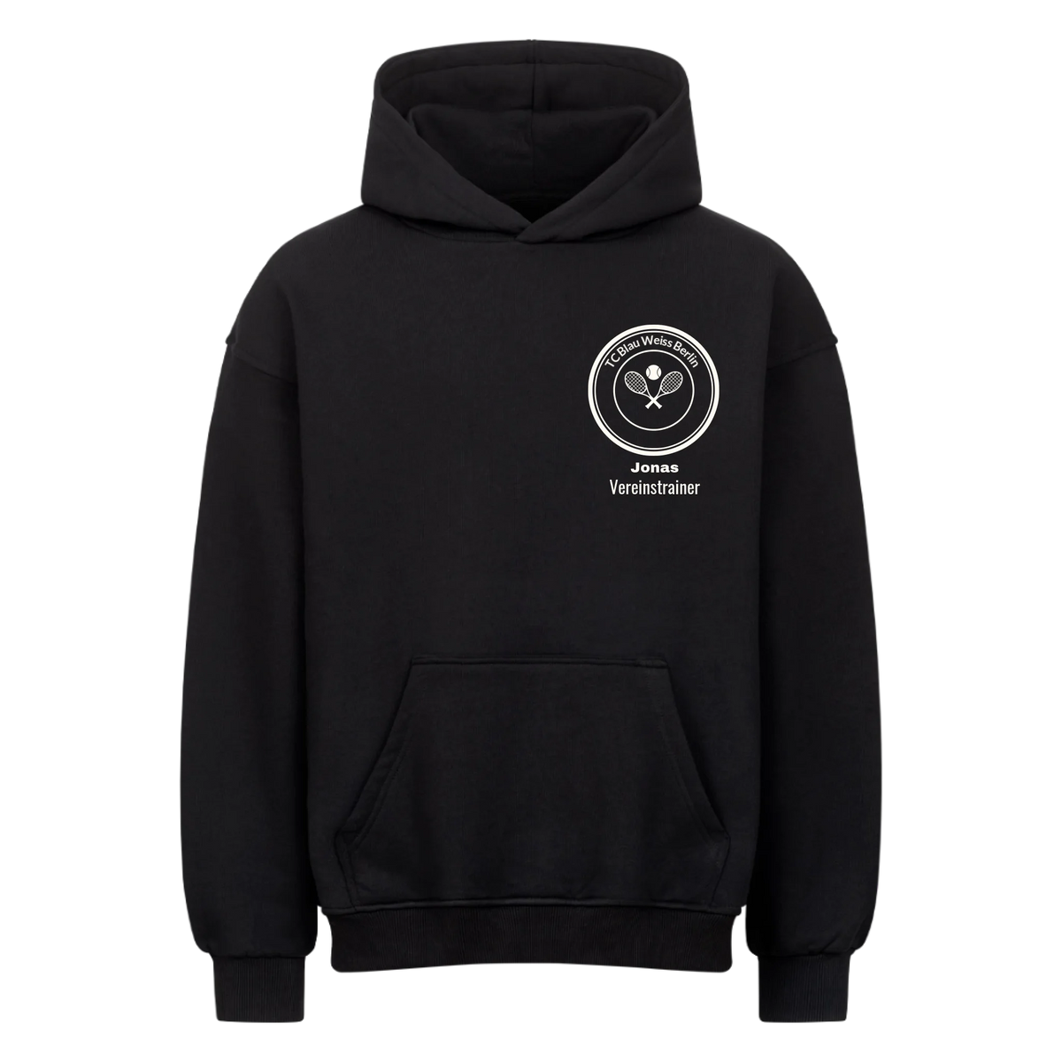 Vereinslogo auf Oversized Hoodie, Farbe schwarz