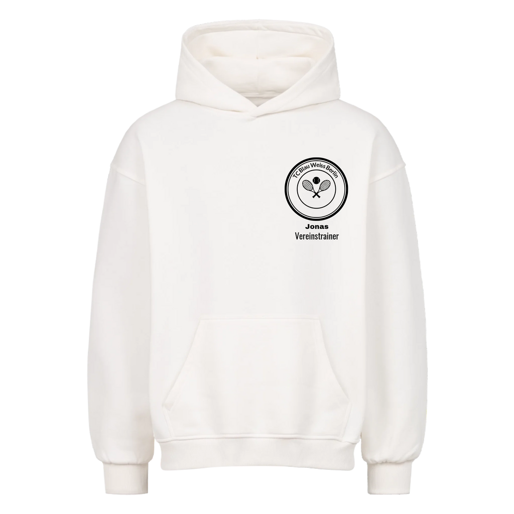 Vereinslogo auf Oversized Hoodie, Farbe weiß