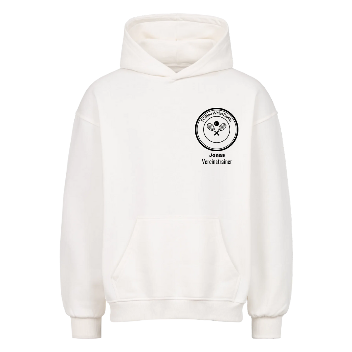 Vereinslogo auf Oversized Hoodie, Farbe weiß