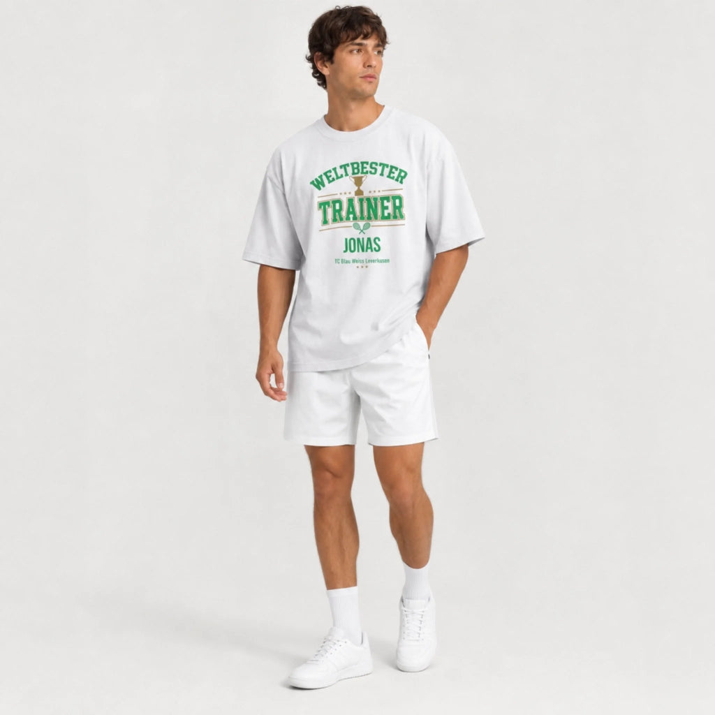 Weltbester Trainer Trophäe auf Oversized Shirt