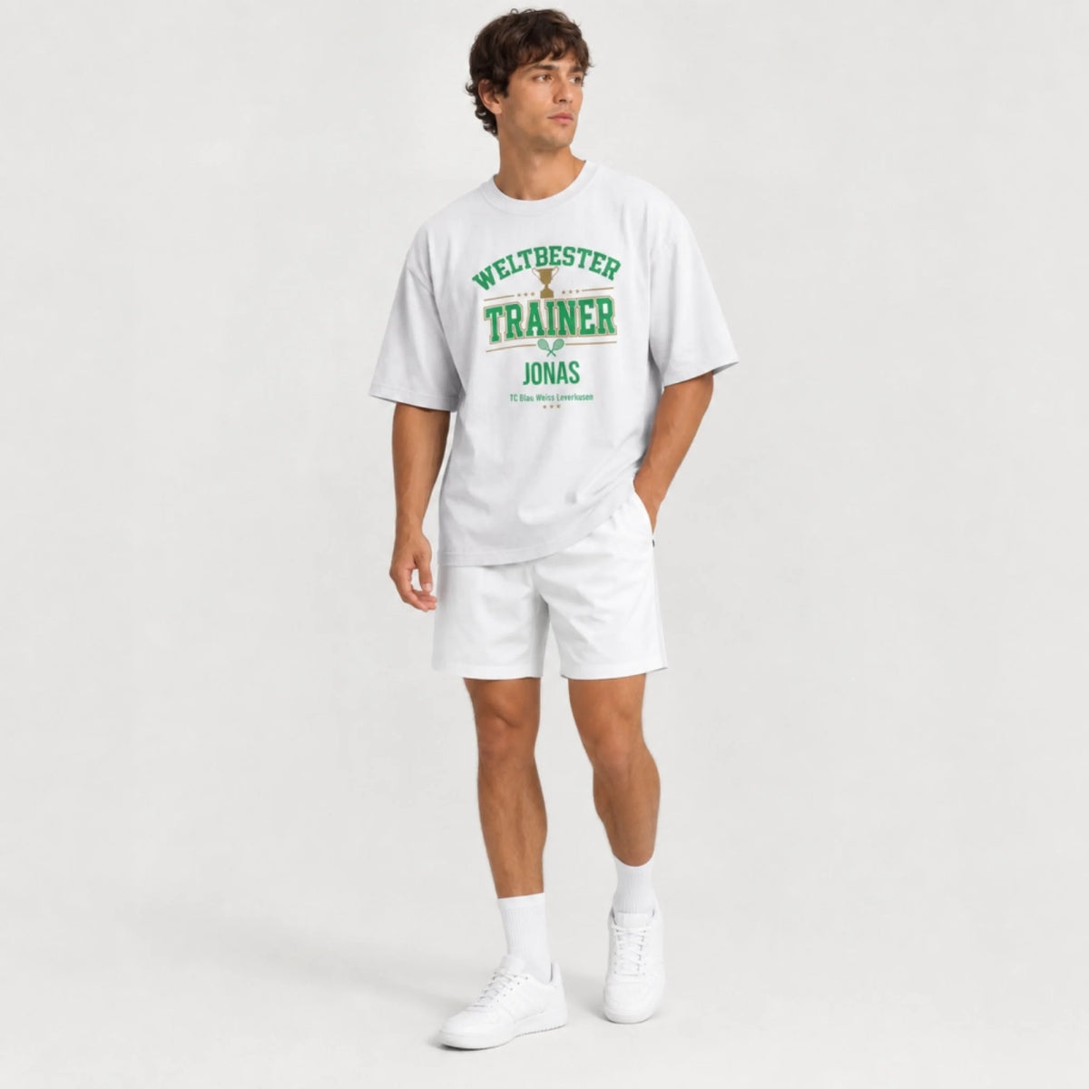 Weltbester Trainer Trophäe auf Oversized Shirt