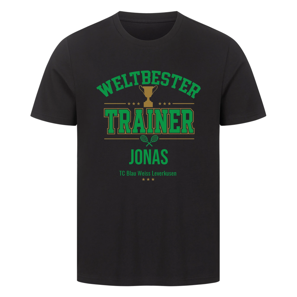 Weltbester Trainer Trophäe auf T-Shirt, Farbe schwarz
