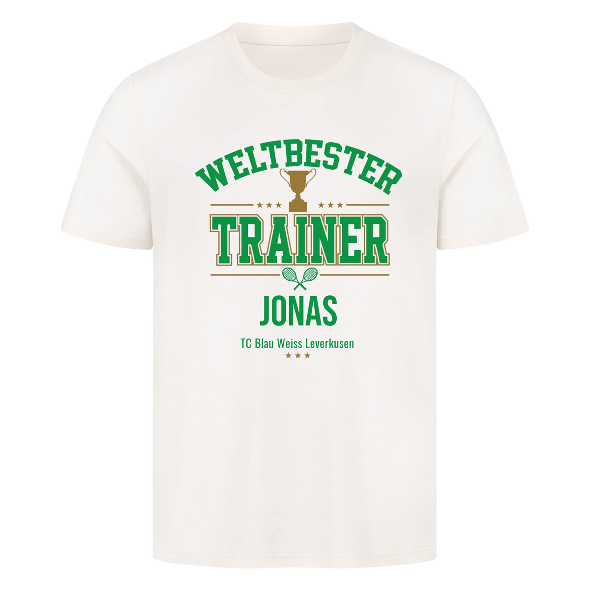 Weltbester Trainer Trophäe auf T-Shirt, Farbe naturweiß