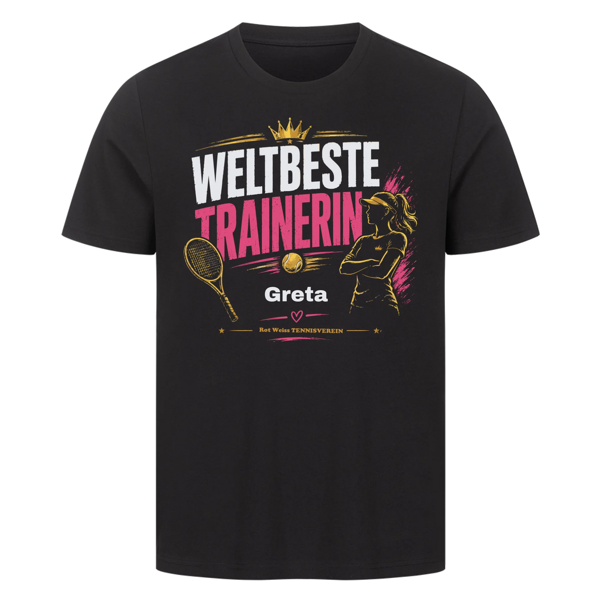 Weltbeste Trainerin Krone auf T-Shirt, Farbe schwarz
