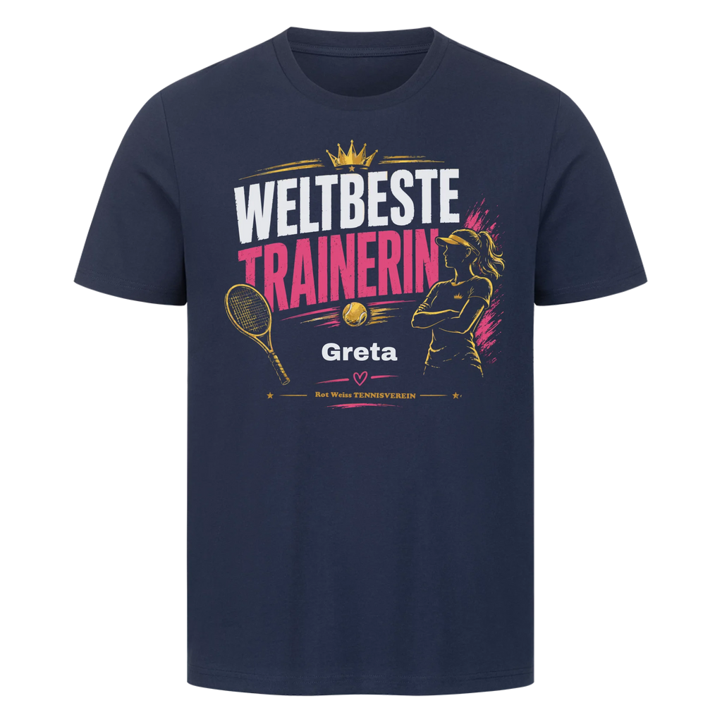 Weltbeste Trainerin Krone auf T-Shirt, Farbe marineblau