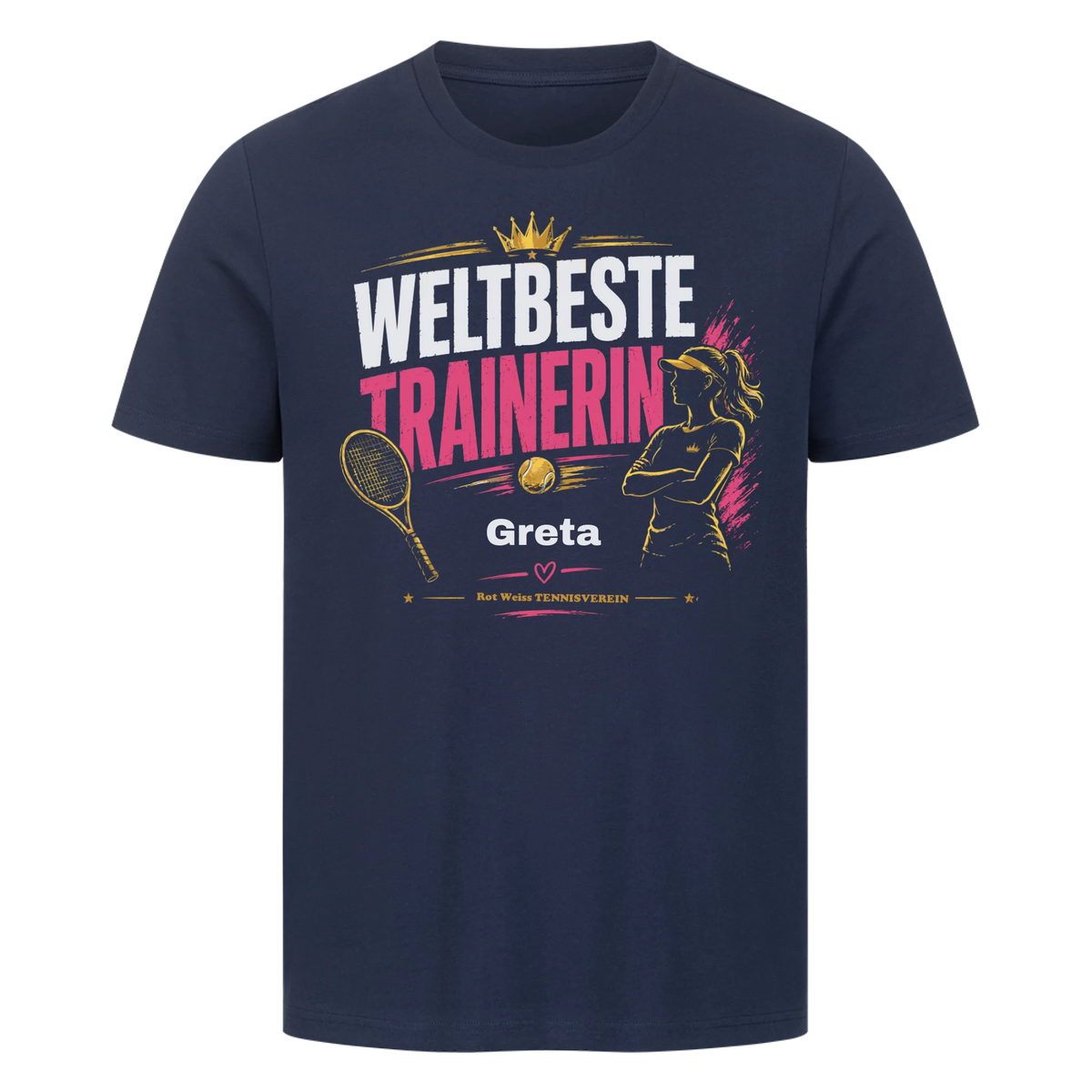 Weltbeste Trainerin Krone auf T-Shirt, Farbe marineblau