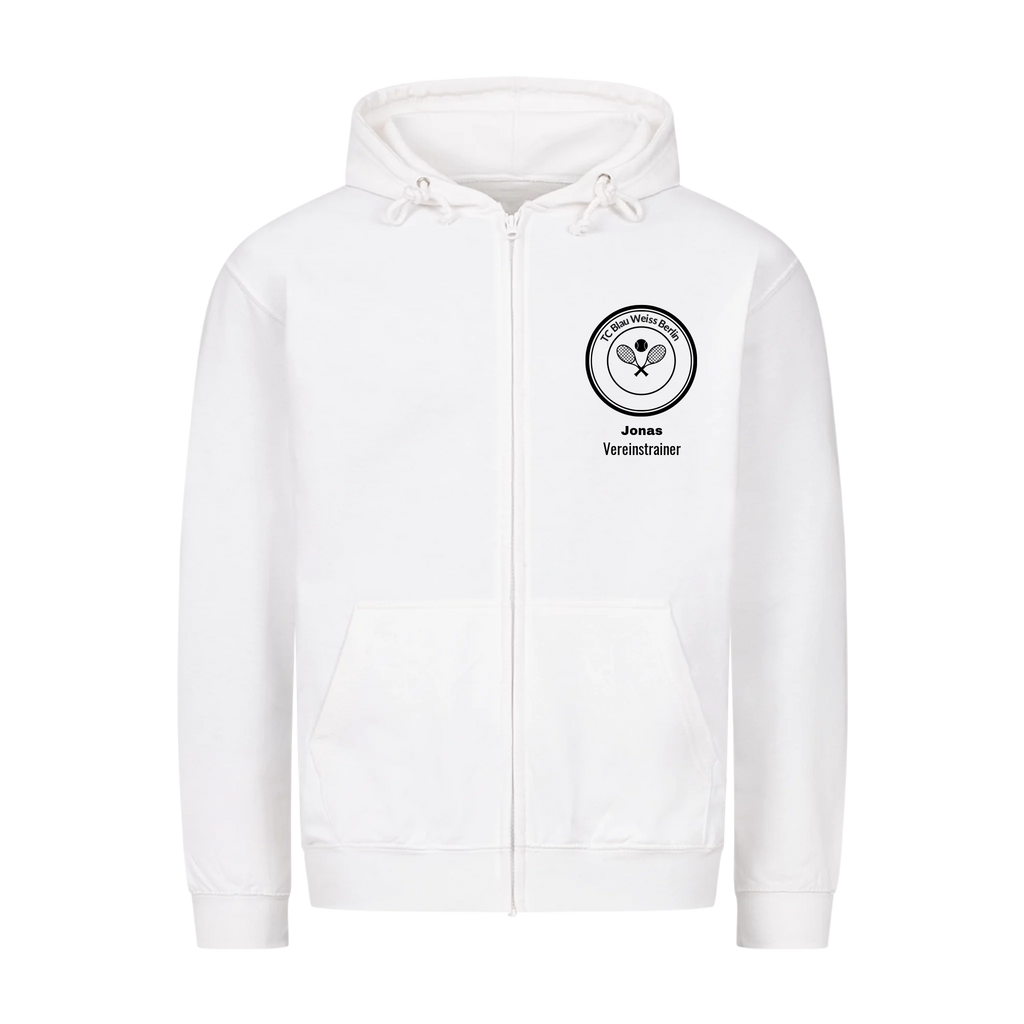 Vereinslogo auf Zip-Hoodie, Farbe weiß