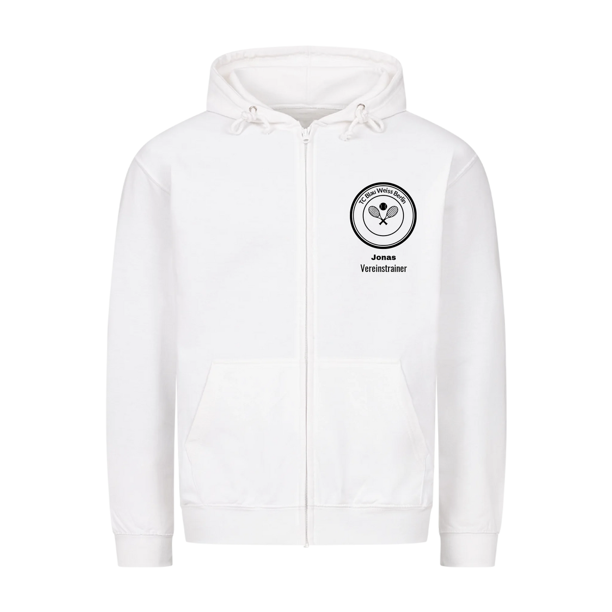 Vereinslogo auf Zip-Hoodie, Farbe weiß