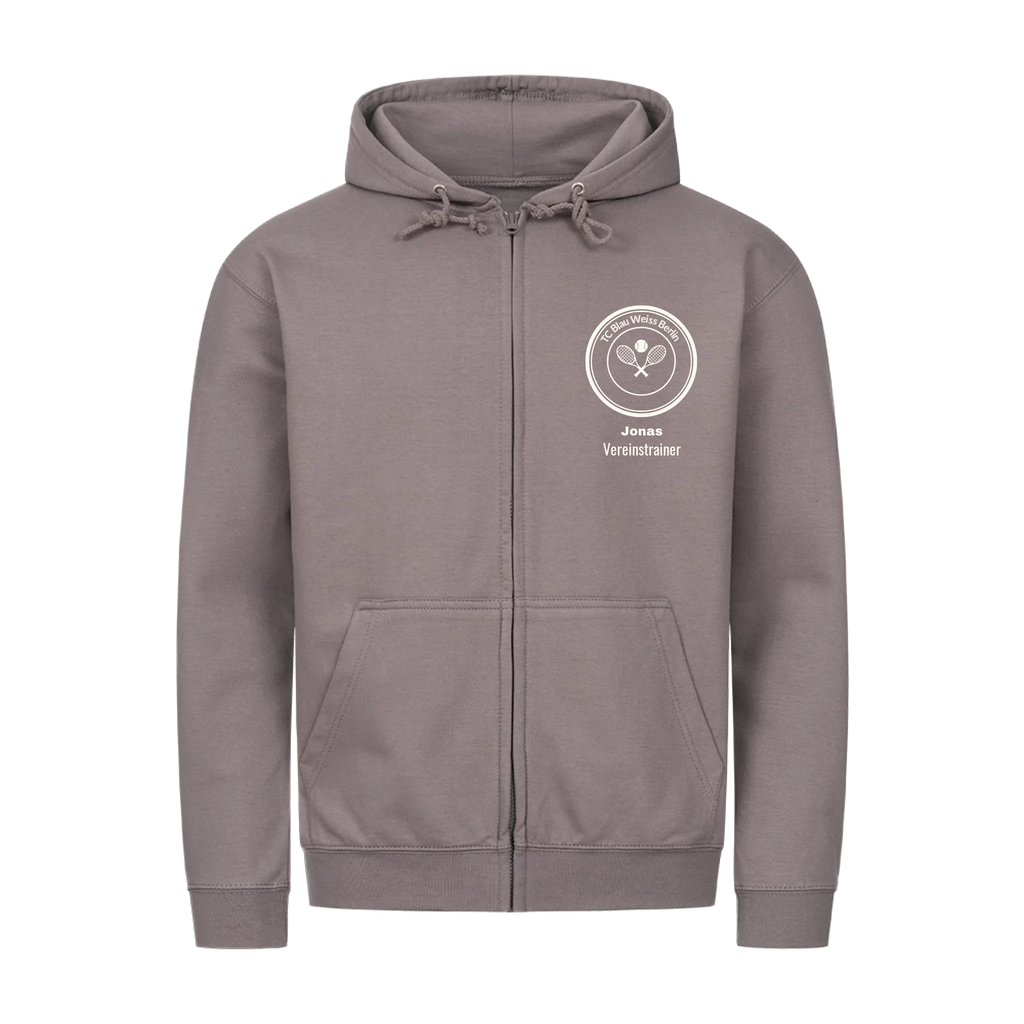 Vereinslogo auf Zip-Hoodie, Farbe stahlgrau