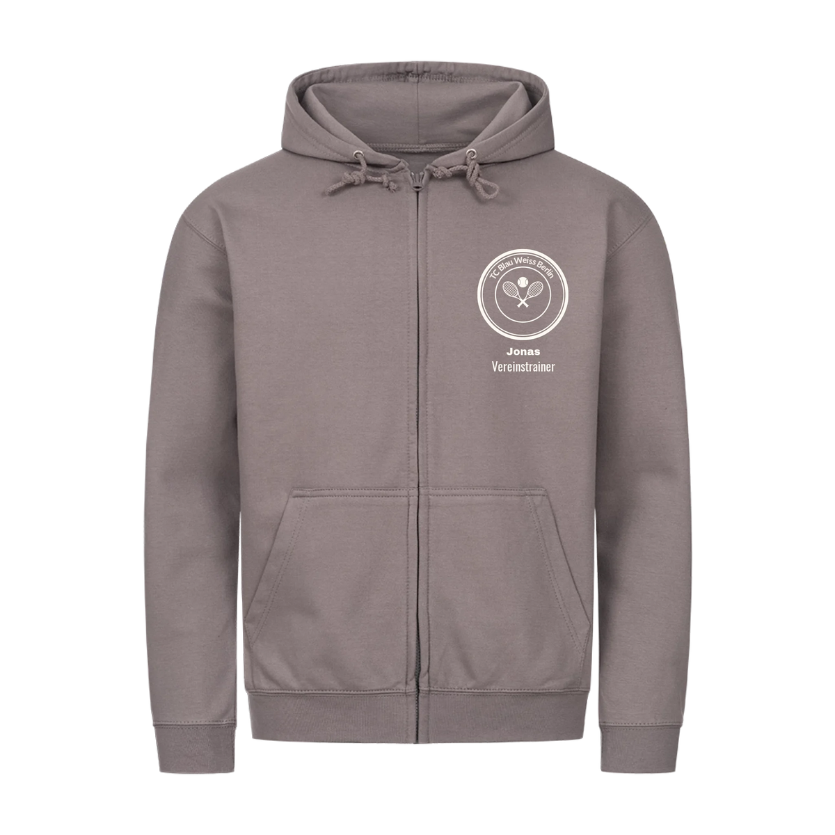 Vereinslogo auf Zip-Hoodie, Farbe stahlgrau