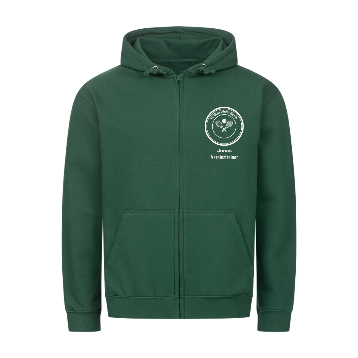 Vereinslogo auf Zip-Hoodie, Farbe flaschengrün