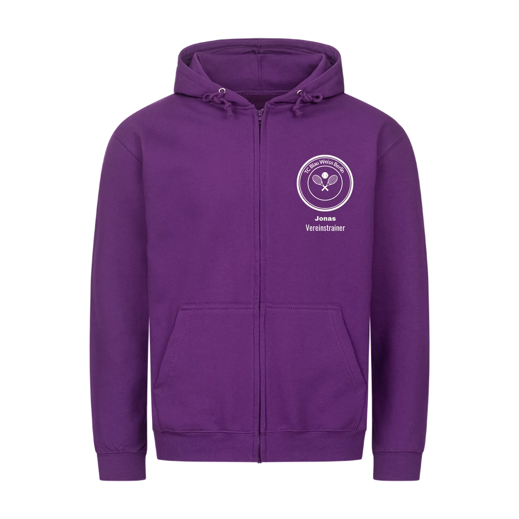 Vereinslogo auf Zip-Hoodie, Farbe lila