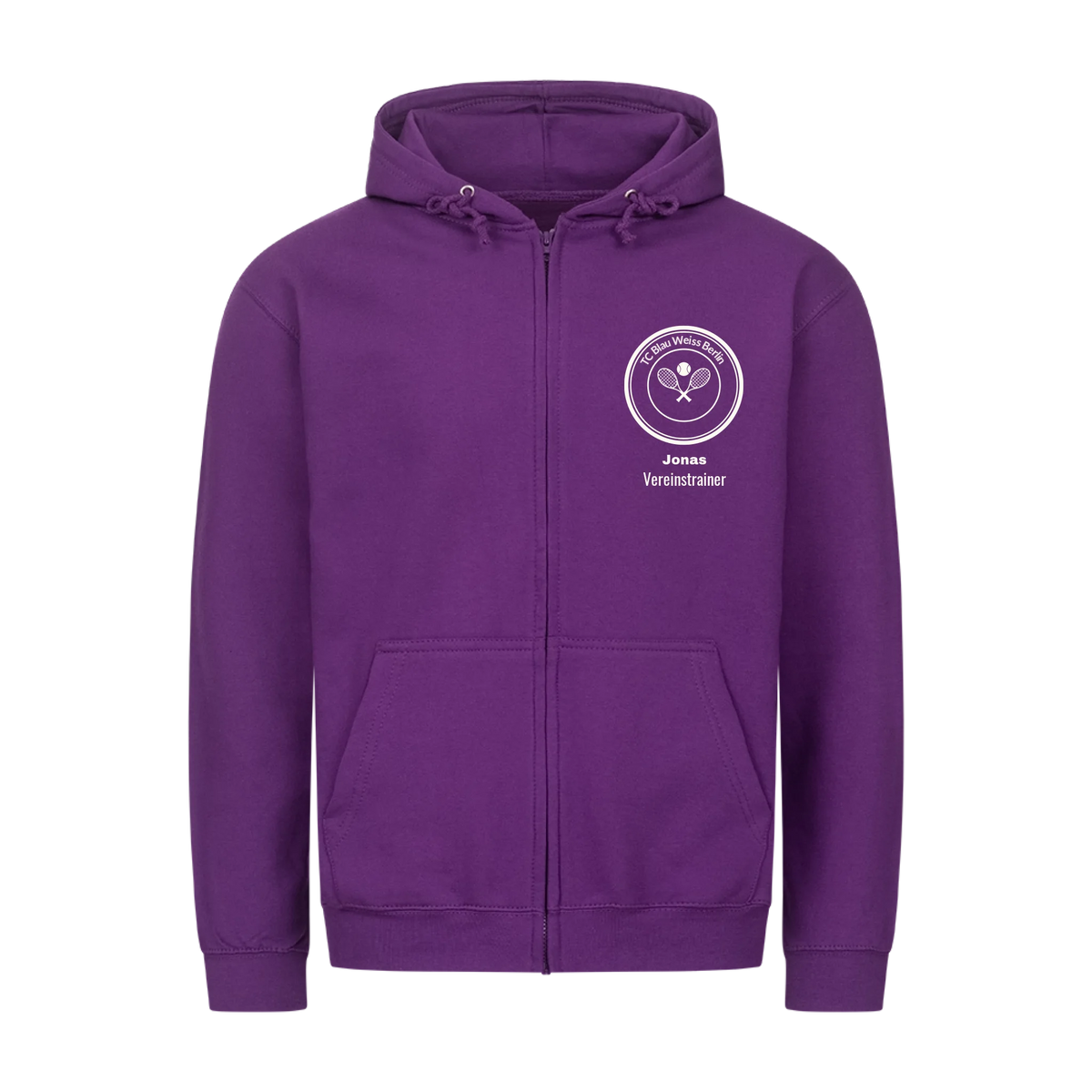 Vereinslogo auf Zip-Hoodie, Farbe lila