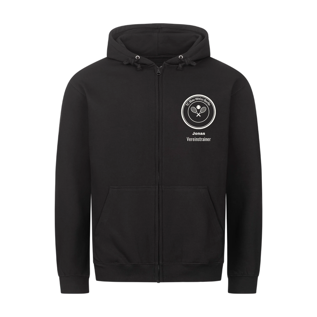 Vereinslogo auf Zip-Hoodie, Farbe schwarz