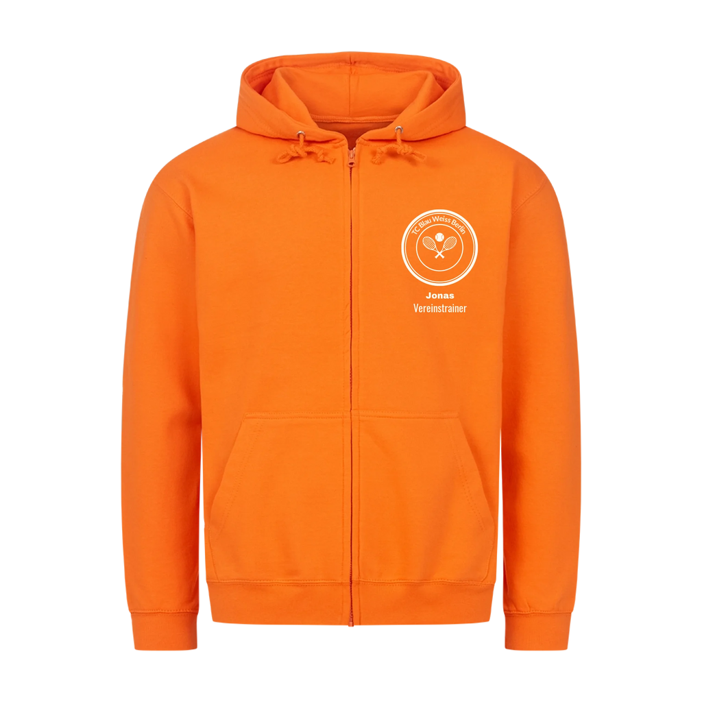 Vereinslogo auf Zip-Hoodie, Farbe orange