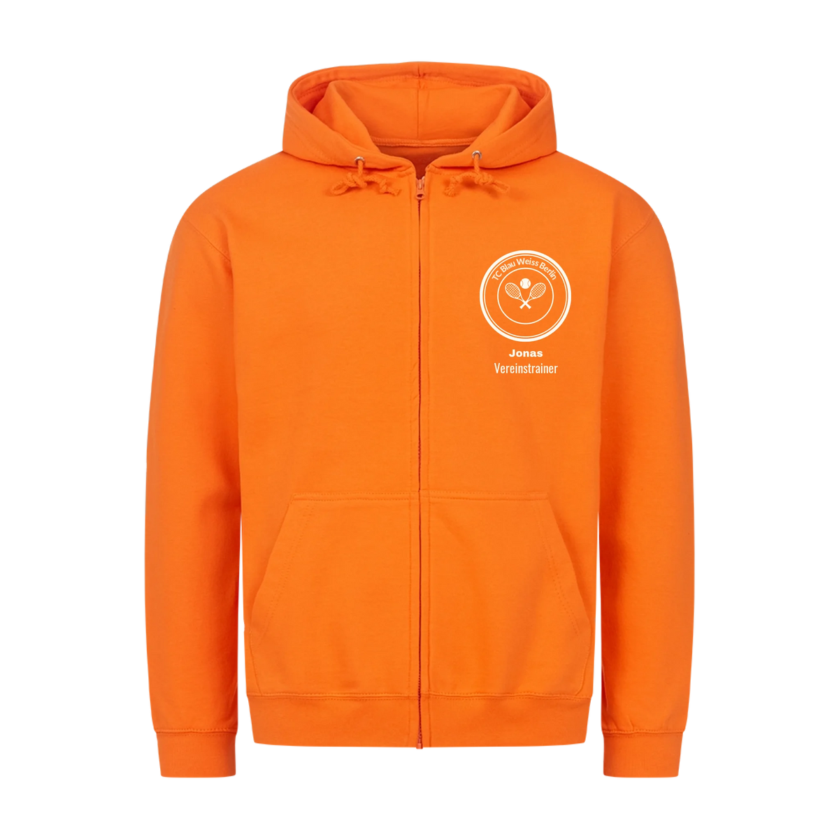 Vereinslogo auf Zip-Hoodie, Farbe orange