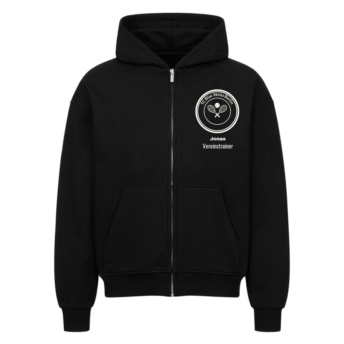 Vereinslogo auf Oversized Zip-Hoodie, Farbe schwarz