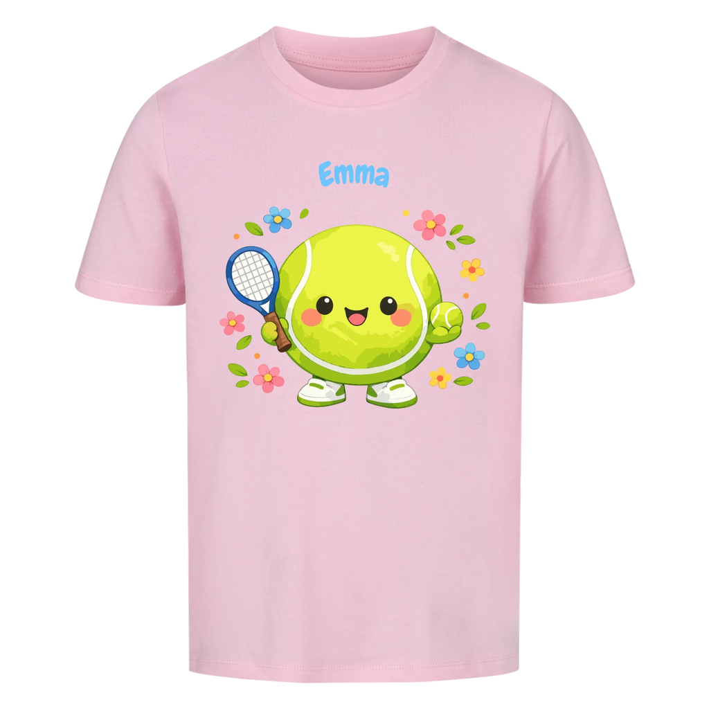 Tennisball Maskottchen auf Kinder-Shirt, Farbe rosa