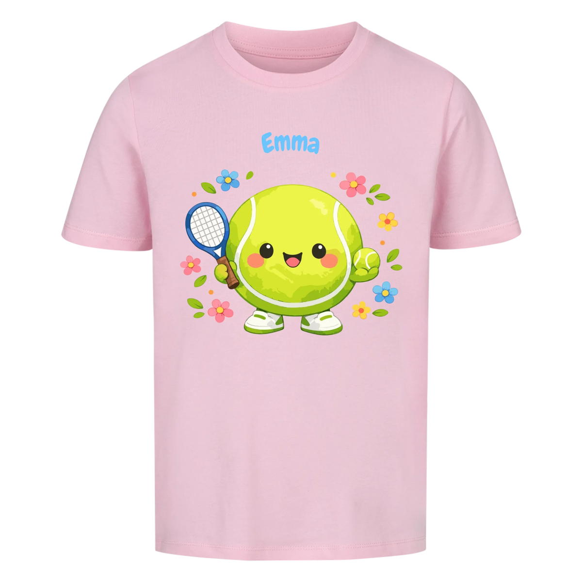 Tennisball Maskottchen auf Kinder-Shirt, Farbe rosa