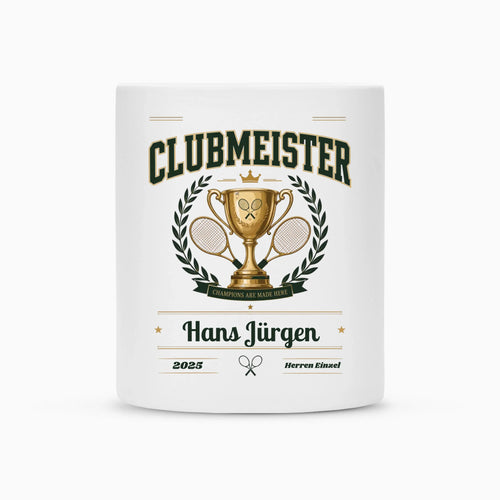 Clubmeister Trophäe auf Tasse, Farbe weiß
