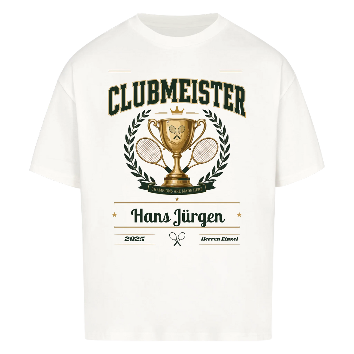 Clubmeister Trophäe auf Oversized Shirt, Farbe weiß