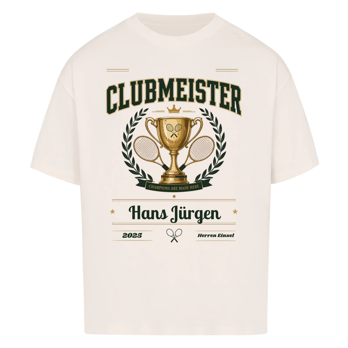 Clubmeister Trophäe auf Oversized Shirt, Farbe naturweiß